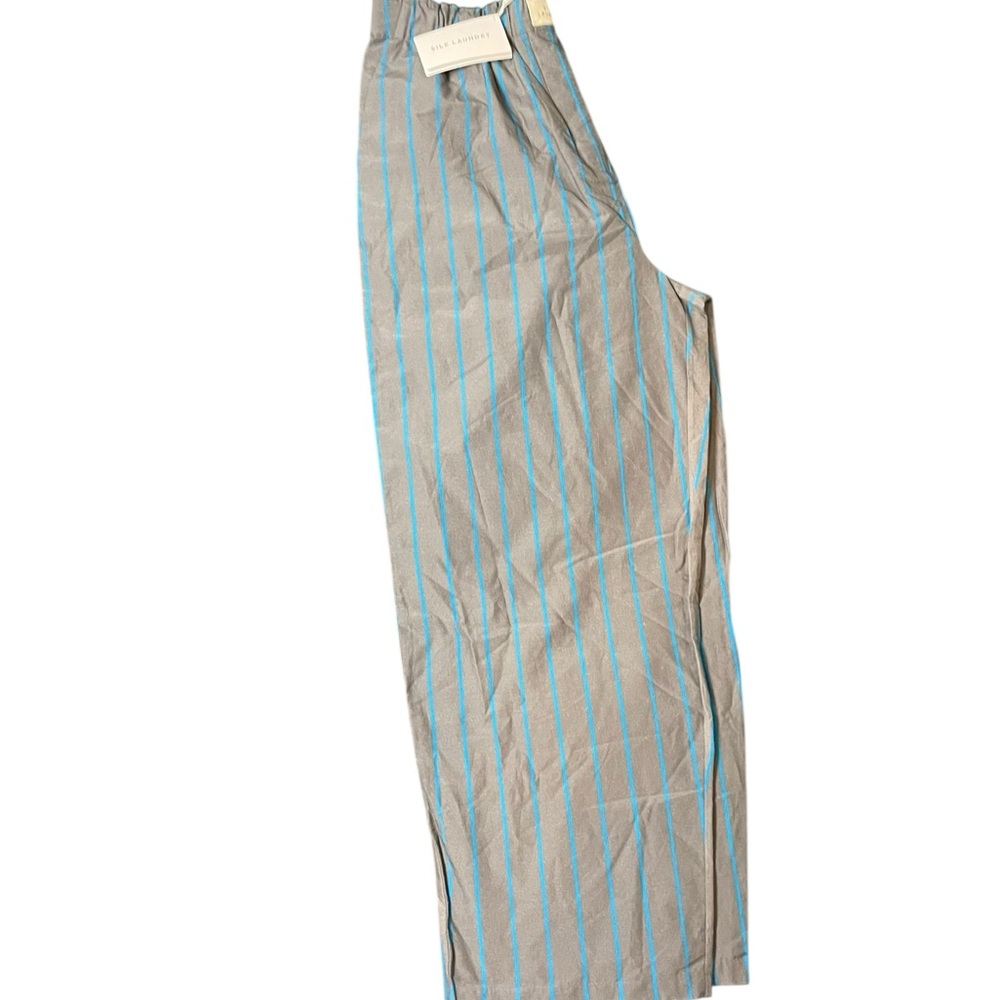 Silk Laundry Gray Pants with Blue Stripes